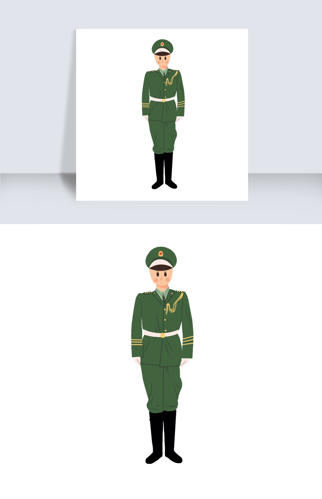 绿色军装的军人免抠图