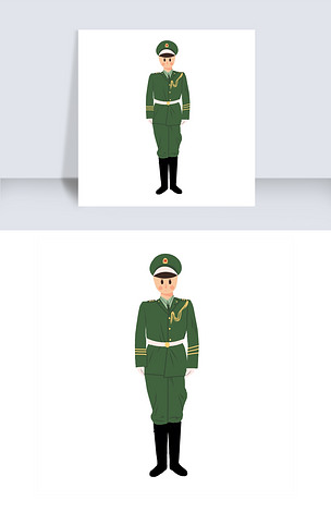 绿色军装的军人免抠图