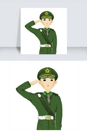 绿色军装的军人免抠图