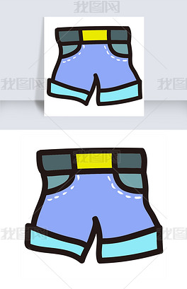 卡通蓝色的短裤简笔画