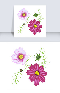 格桑花手绘免抠元素|手绘美丽的格桑花装饰图案