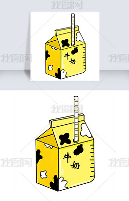 黄色的牛奶手绘插画