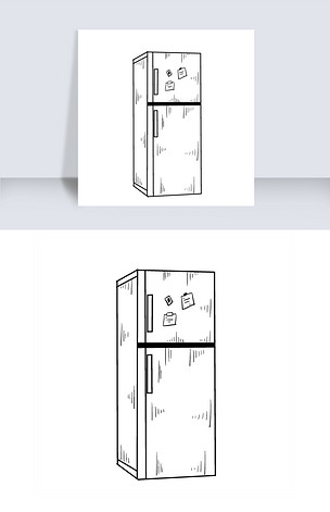 线描冰箱手绘插画