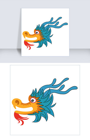 原创卡通龙头手绘插画