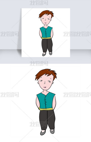 卡通穿着背心的小男孩免扣图