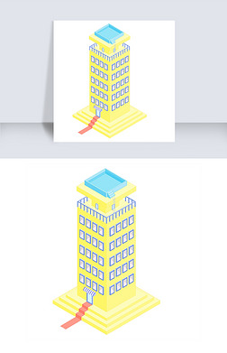 黄色的立体建筑物免抠图