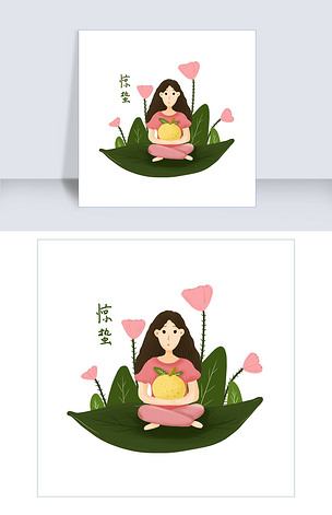 原创手绘惊蛰节气小女孩可爱插画