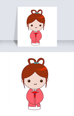 卡通可爱的古代女人免扣图