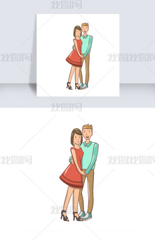 拥抱的情侣手绘插画