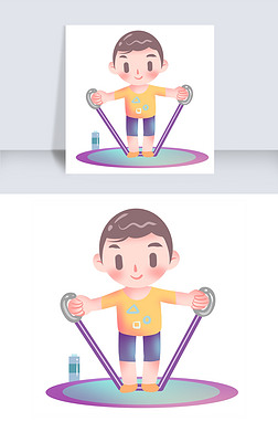 健身器材拉力绳插画