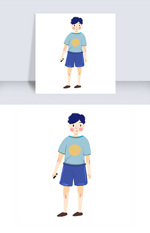 卡通穿着短袖短裤的男人免抠图
