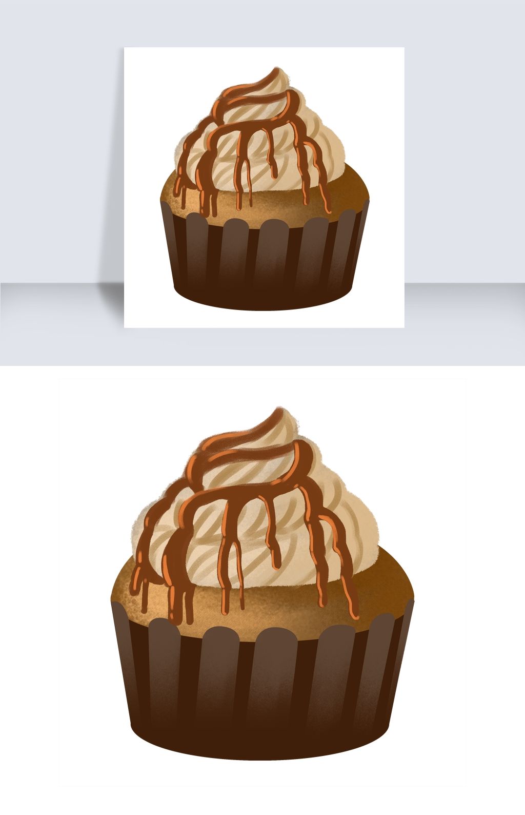 卡通手绘甜品甜点美食之巧克力可可纸杯蛋糕