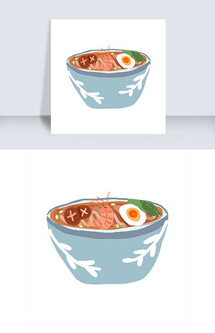 原创手绘卡通插画牛肉面拉面美食