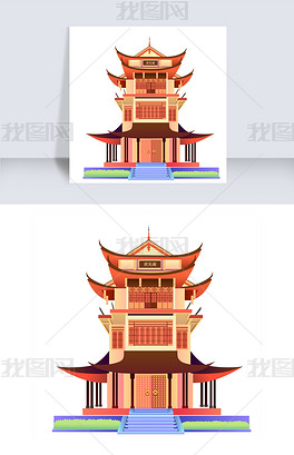 卡通古典城楼免抠图下载-编号19572231-儿童节-我图网