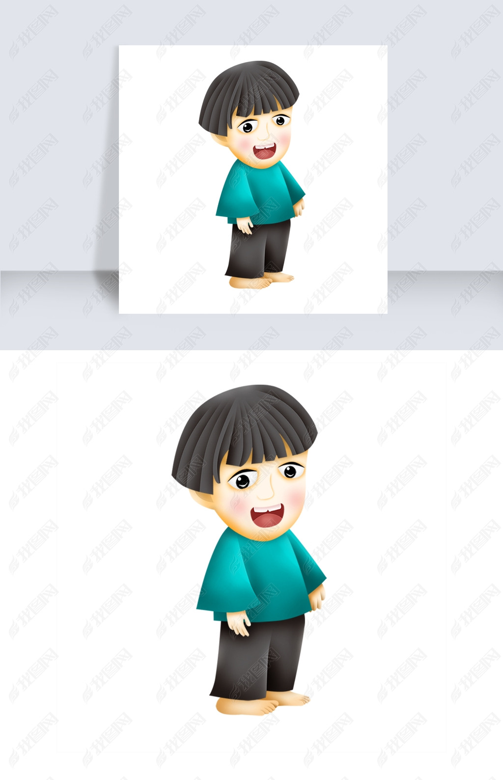 原创卡通短头发的小男孩免扣图