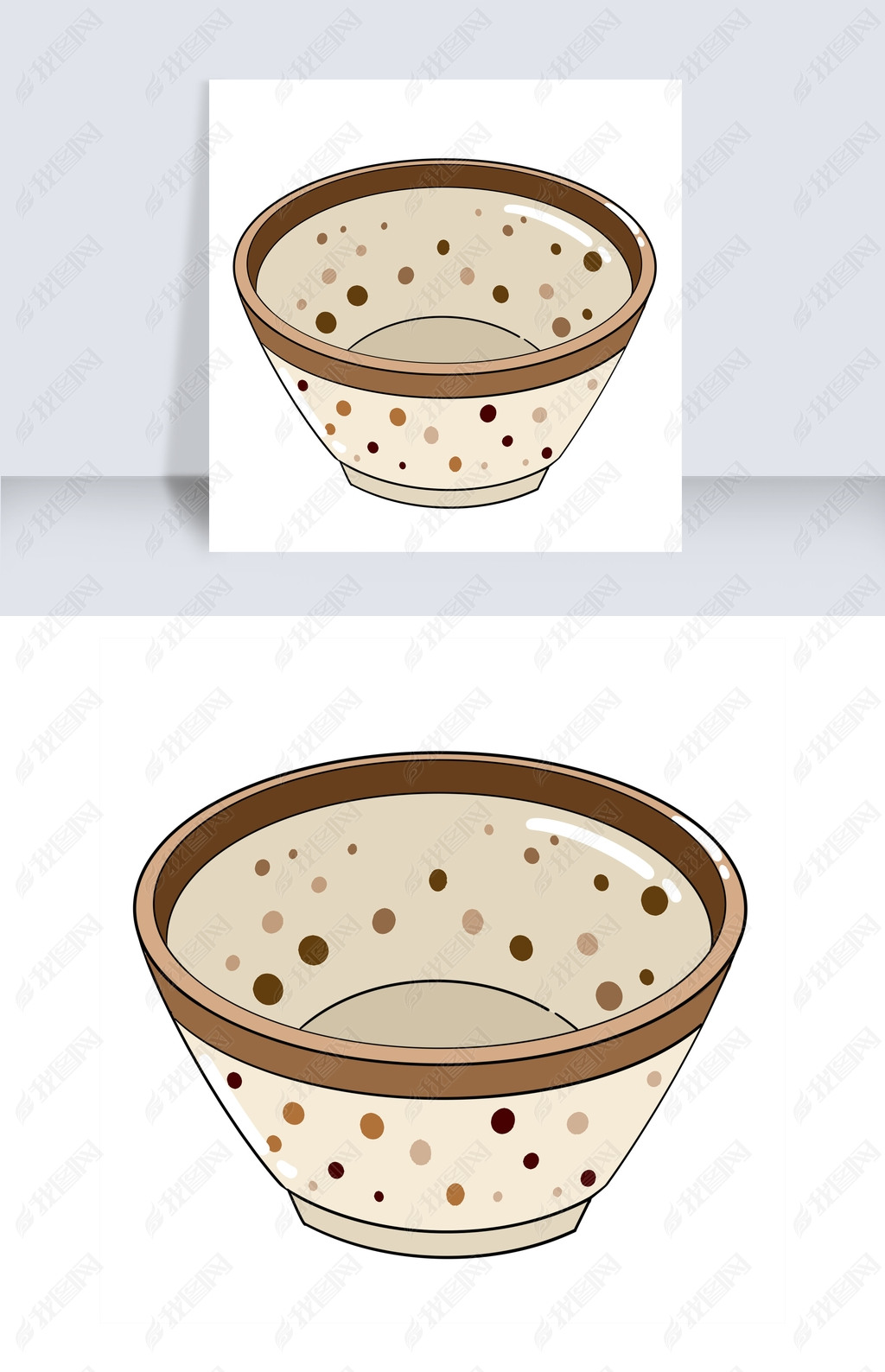 手绘素色的碗插画