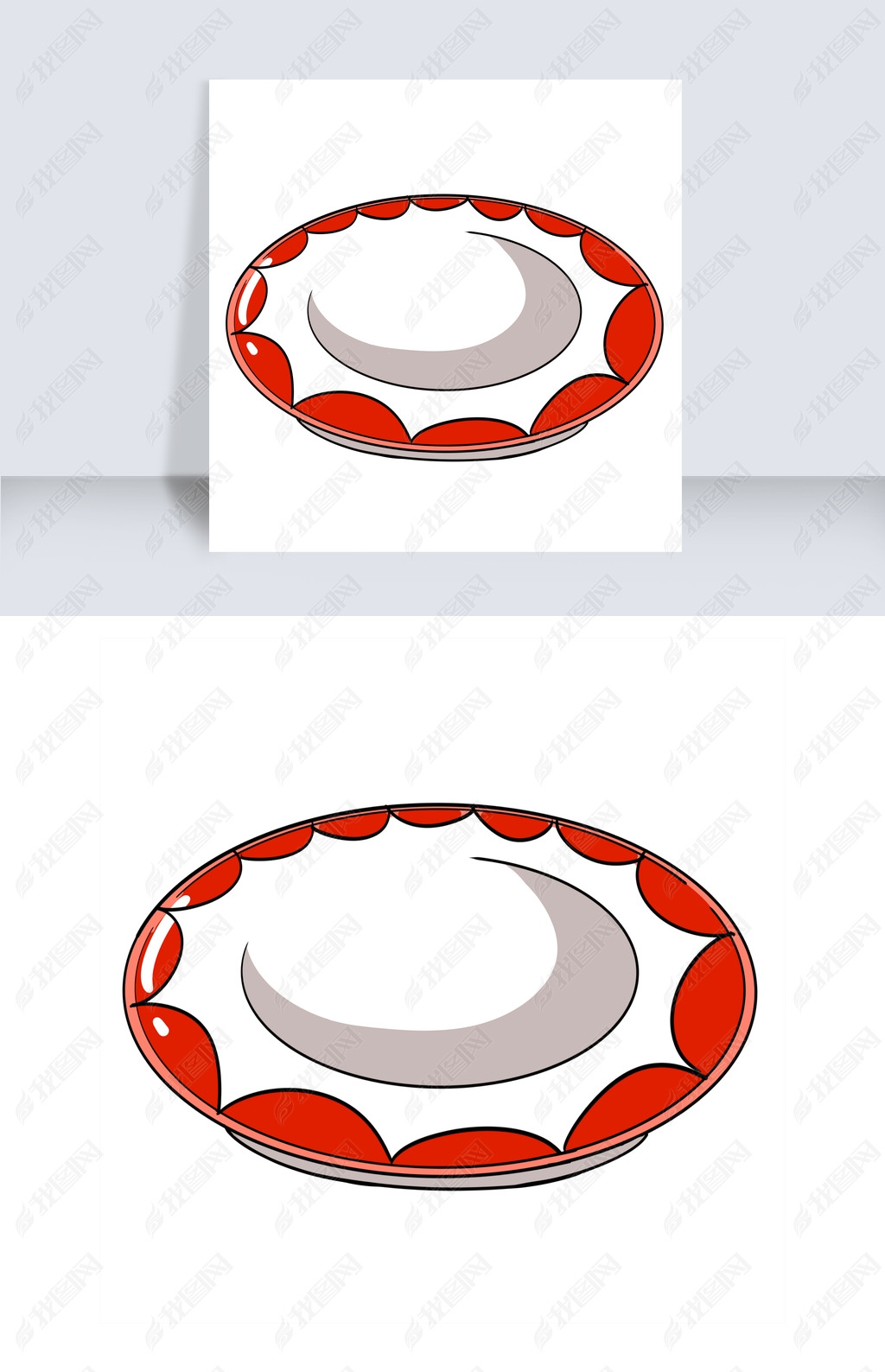 原创手绘红色盘子插画版权可商用