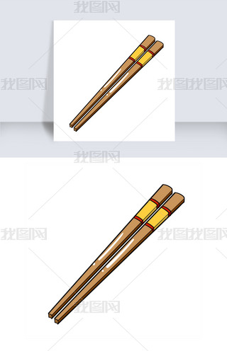 手绘木质筷子插画
