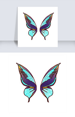 蓝色的翅膀手绘插画