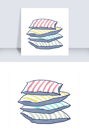 世界睡眠日手绘简笔画枕头png免抠素材