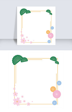 日式樱花可爱少女风格唯美矢量免抠边框