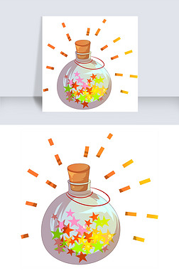 手绘星星许愿瓶插画