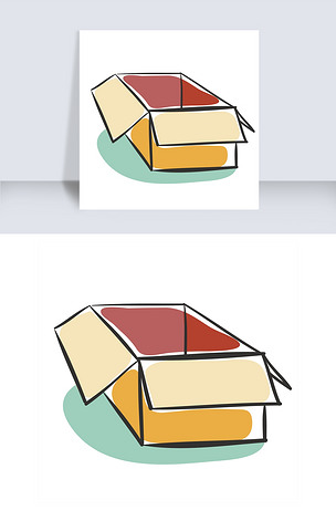 原创手绘卡通纸箱子免抠图