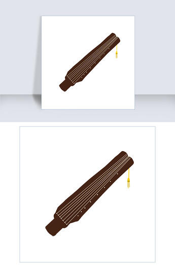 原创手绘乐器古琴插画