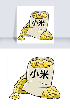 黄色的小米袋子插画