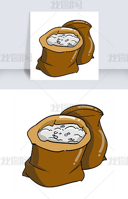 白色的大米手绘插画