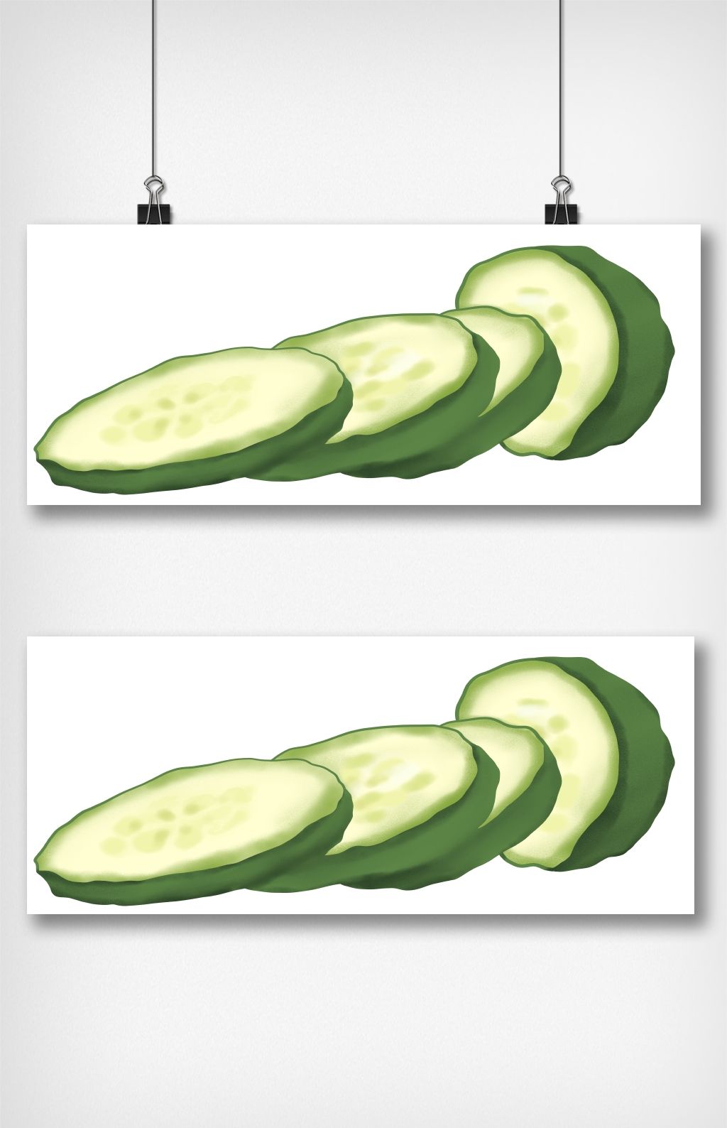 卡通手绘黄瓜片插图