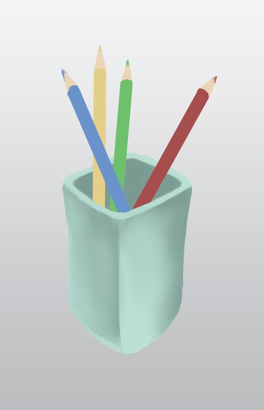 原创手绘绘画笔筒插画