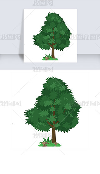 矢量手绘卡通大树