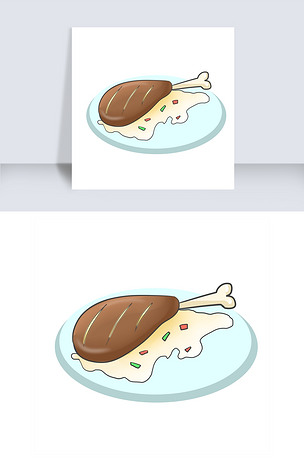 卡通棕色鸭腿插图