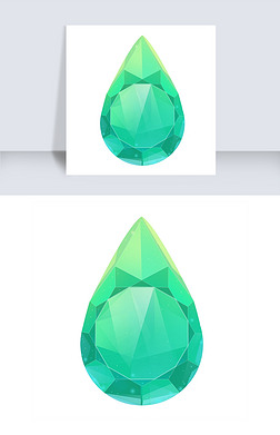 手绘水滴形宝石插画