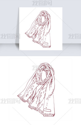 线描围巾手绘插画