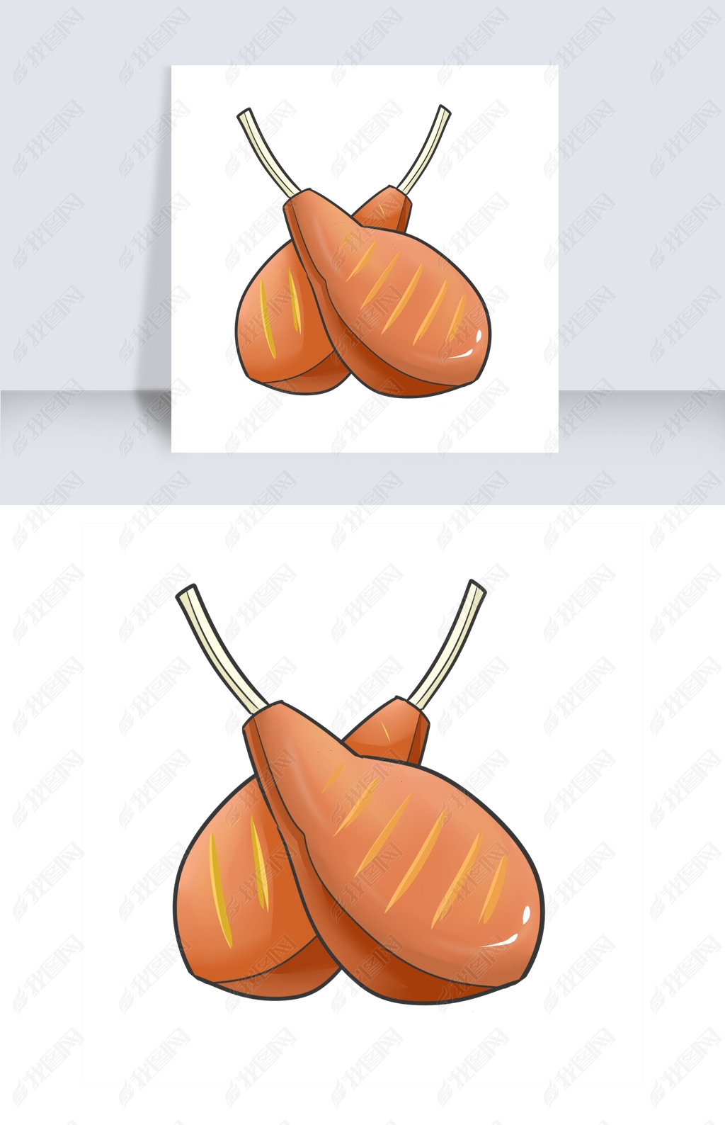 原创卡通羊腿两个插图