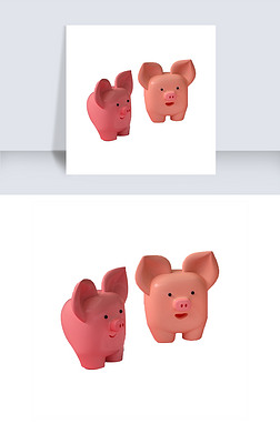 3d猪免抠元素|两只猪(png免抠)