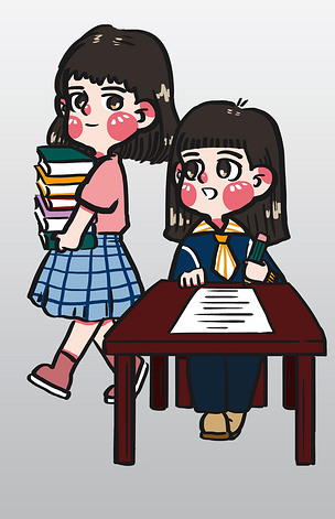 原创学习课代表要收作业正在补试卷的女孩