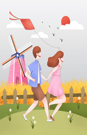 原创春天放风筝的情侣下载