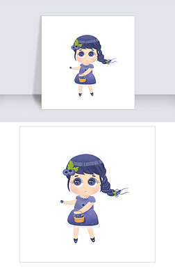 卡通可爱蓝莓水果拟人化蓝莓女孩