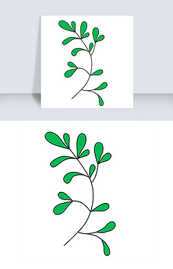 卡通简笔画小叶子植物免抠图