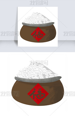 原创卡通粮食米缸插画版权可商用