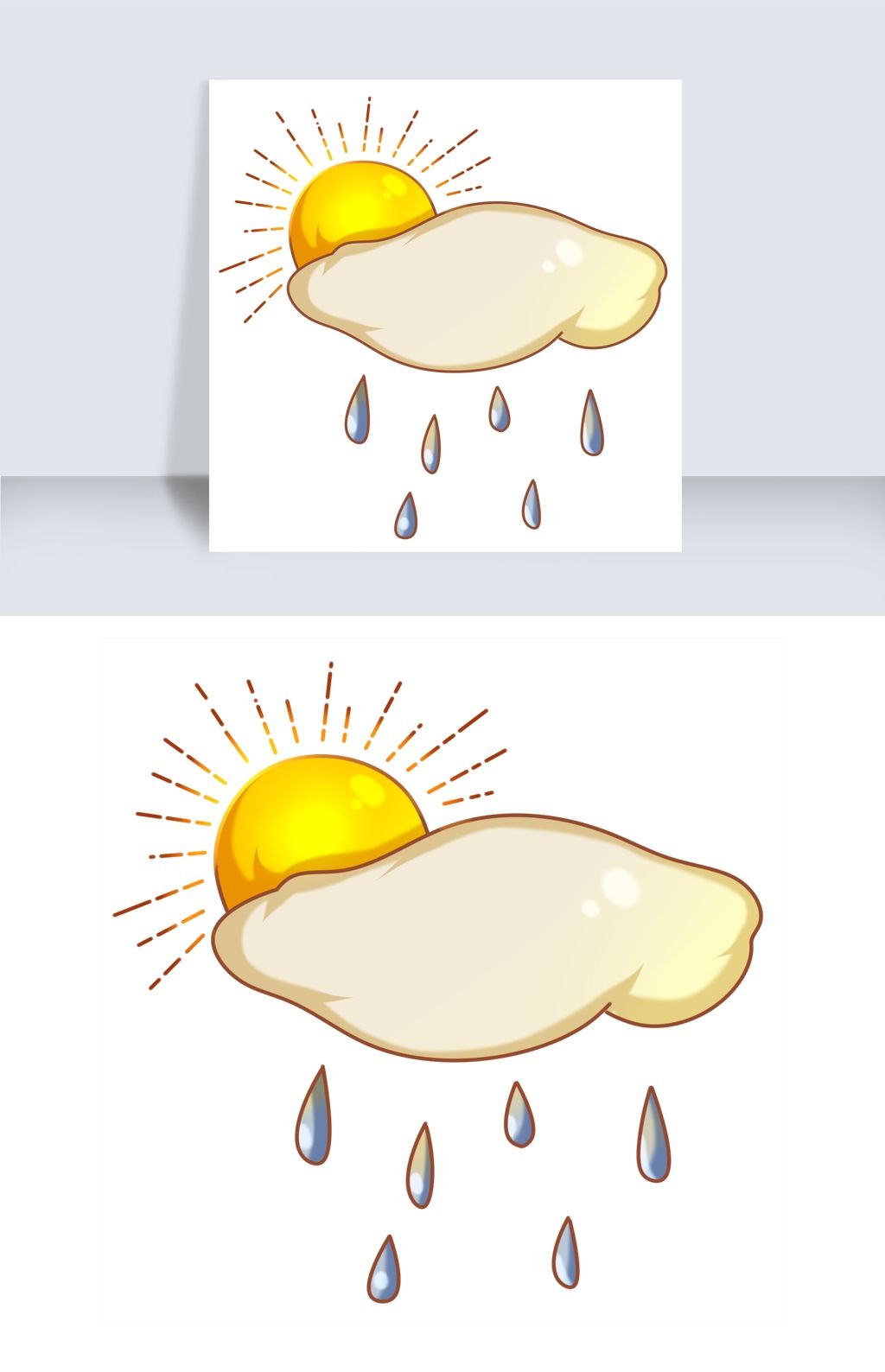 原创简易太阳雨简笔画版权可商用
