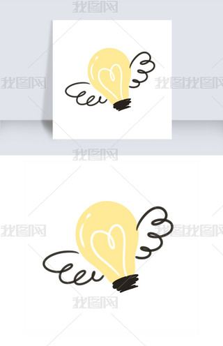 可爱卡通简约翅膀灯泡