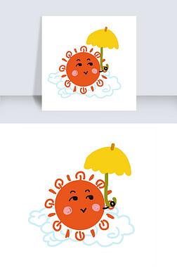 卡通太阳打伞免抠图