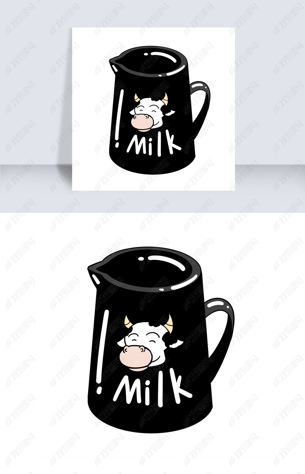 黑色奶杯卡通插画