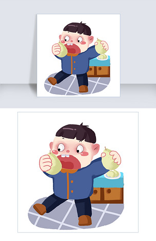 惊蛰吃梨卡通插画