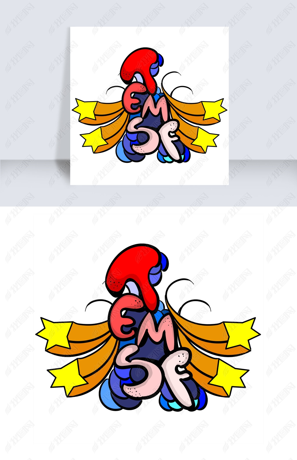 卡通字母涂鸦插图