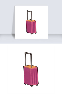 行李箱 png免抠元素|粉色手绘唯美行李箱过年旅游免扣png